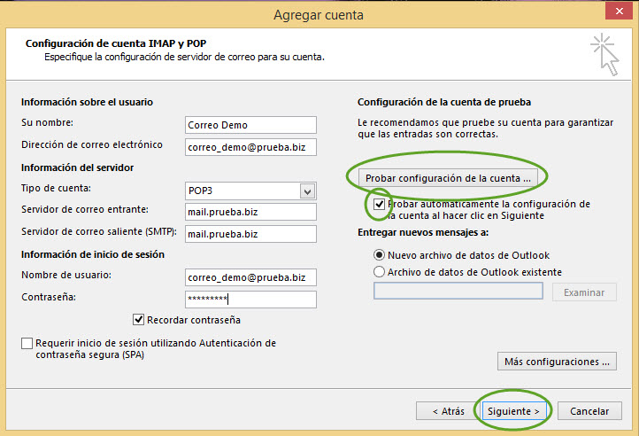 Probar Configuración